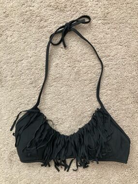 Victoria’s Secret black fringe bikini top size XS